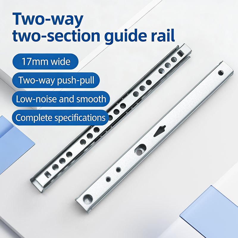 Drawer Slide Pair - ボールベアリングスムーズグライド引き出しスライド17mm幅双方向モーションレール家具ワードローブ引き出し用静音動作