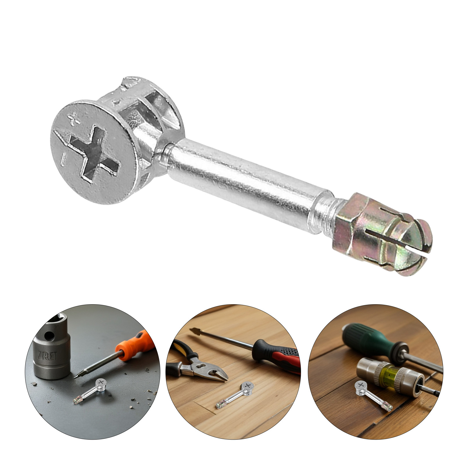Furniture Knock Down Hardware - 40個入り家具用カムロックコネクター、プレインサートナットダボ、フラットバックファスナー、キャビネット、引き出し、ドレッサー用ノックダウンハードウェア