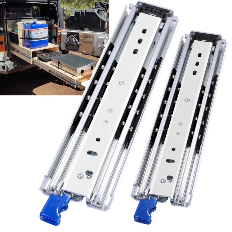 Drawer Slide Pair - 1ペアのヘビーデューティー引き出しスライド、10～60インチ、耐荷重500ポンド、サイドマウント、フルエクステンション、ボールベアリング、工業用RVランナーレール