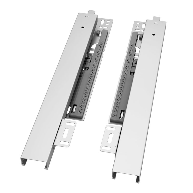 Drawer Slide Pair - プッシュオープン式 1ペア アンダーマウント ドロワースライド ボトムサポート 3段フルエクステンション