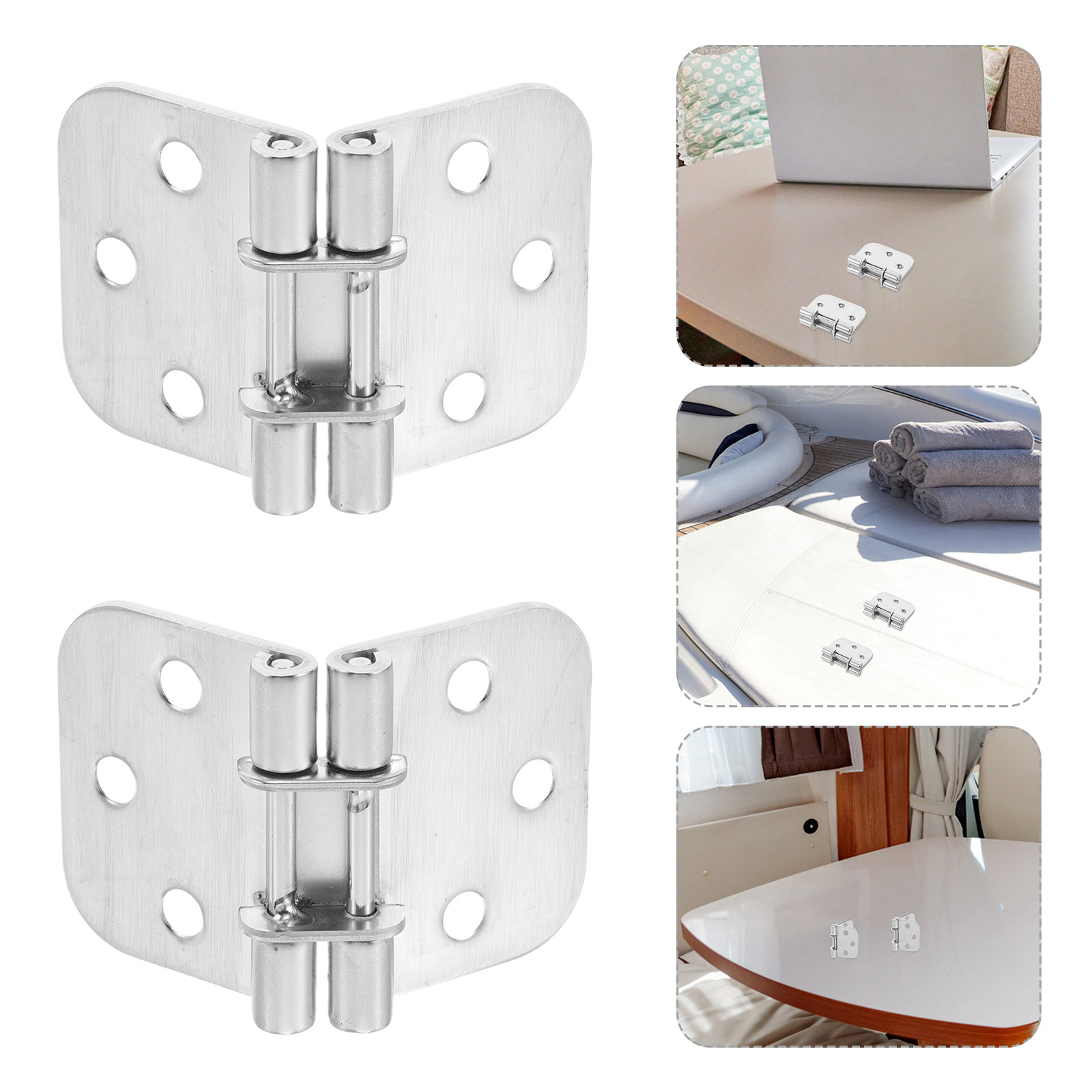 Furniture Grade Hardware - 2個入りステンレス製折りたたみ式隠しヒンジ、ボート、RV、ヨット、キャビン家具、テーブル、ドア、ハッチ用高耐久マリングレード金具