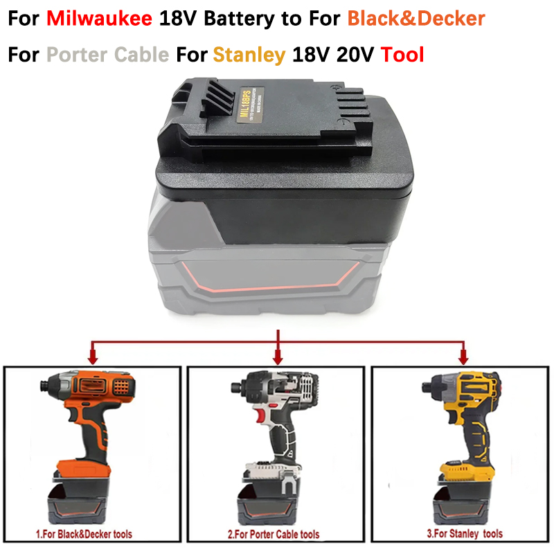 Black+Decker Tool 20V Max - Milwaukee m18vリチウムイオン電池,黒およびdecker用,推奨ケーブル付き,スポーツ用,モデルMIL18BPS-Battery V,最大20V
