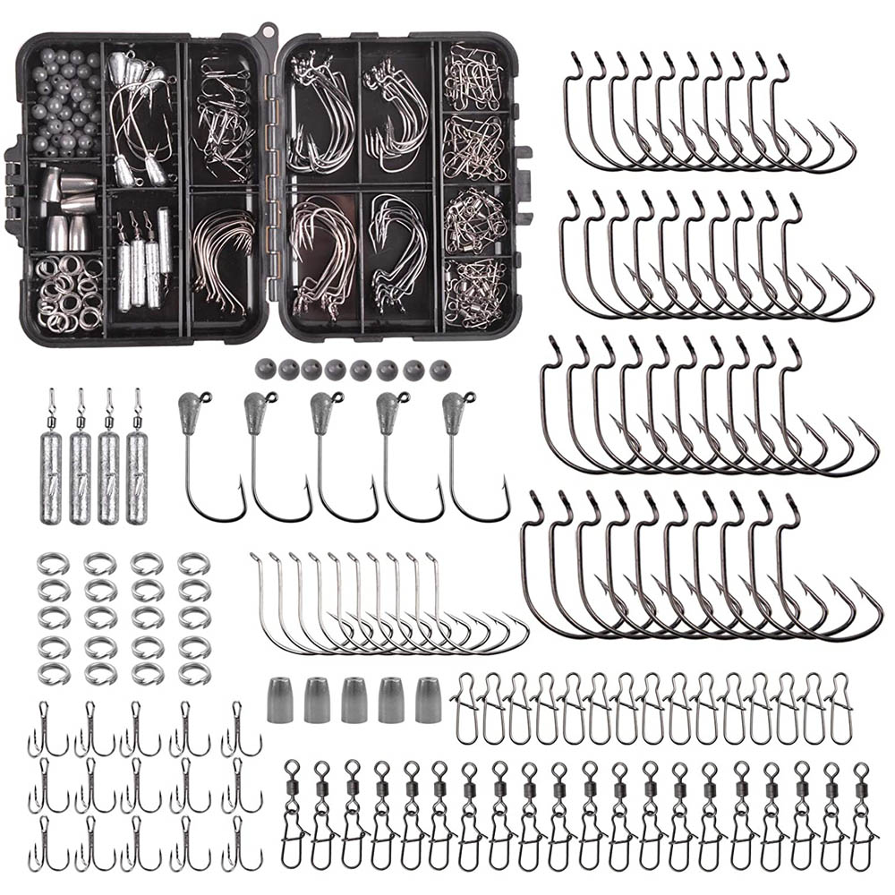 Furniture Hardware Jig - ワームフック,ジグヘッド,ドロップショット,スイベル,バス,トラウト,釣りアクセサリーを含む釣り道具ボックス,166個