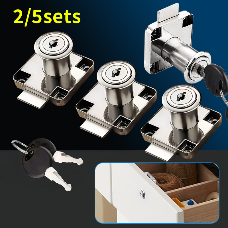 Used Furniture Hardware - 2/5セットのキー付き引き出しロック、ハードウェアアクセサリー家具キャビネットロック、ベッドサイドテーブルワードローブ引き出しロックに使用されます。