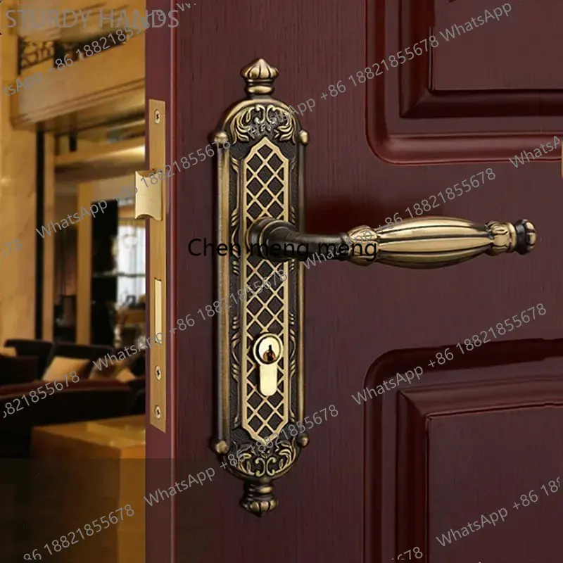 Furniture Grade Hardware - 高級純銅ドアロックミュートセキュリティドアロック屋内寝室ドアハンドルデッドボルトロックセット家具ハードウェア