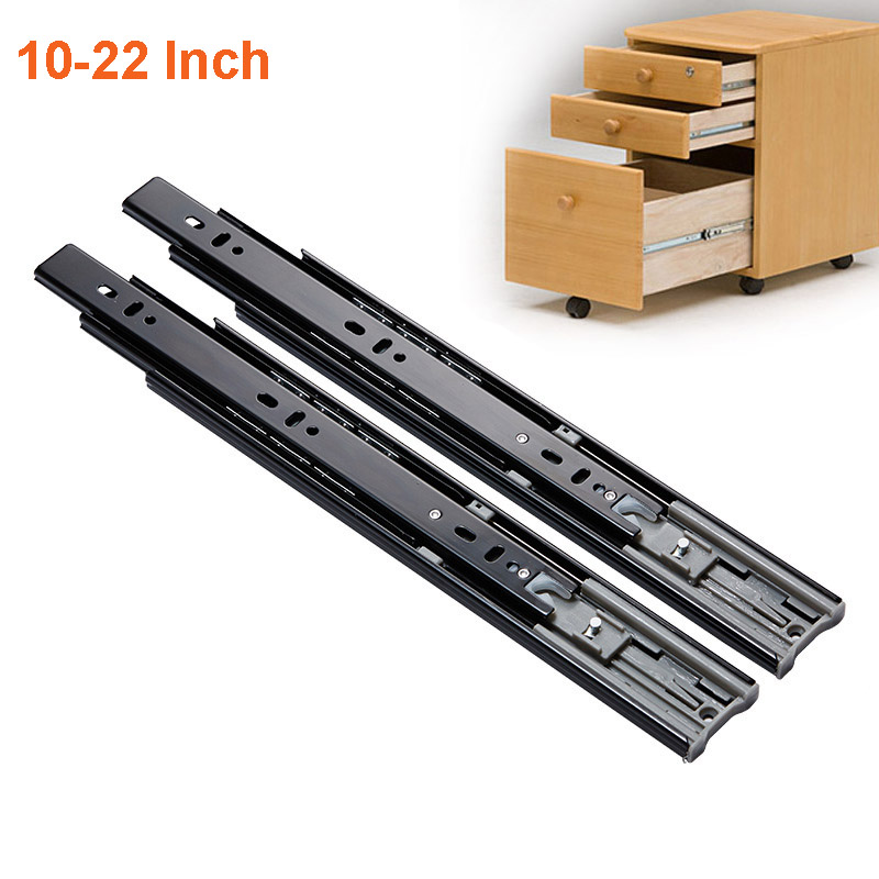 Drawer Slide Pair - 金属製バッファスライド,サイレント3セクションレール,スライド式家具,ハードウェア継手,トラック幅45mm, 8〜20インチ,2個