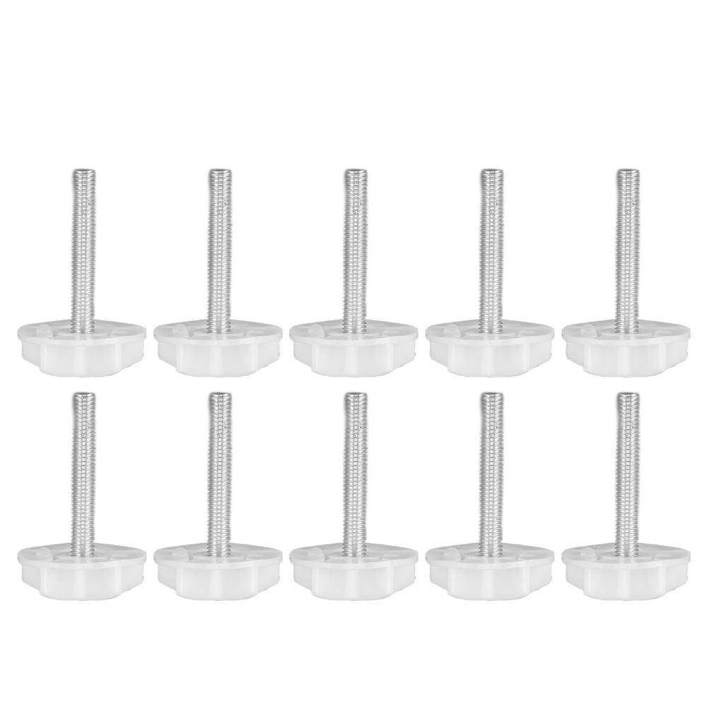 Furniture Leveling Hardware - 10 個の白いネジ調整可能な家具レベリングフィートプラスチックネジ長さ 50 ミリメートル家具プラスチックハードウェア調整脚