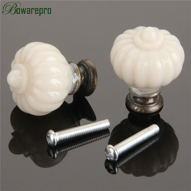 1pcアクリルアイボリーホワイトパンプキン内閣ノブキッチン食 - Furniture Hardware Handles のレビューと価格