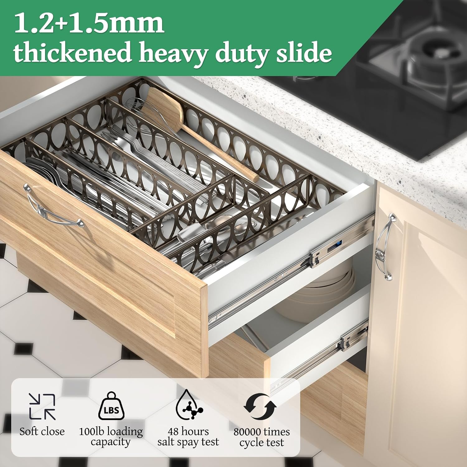 14インチ フルエクステンション ソフトクローズ ボールベア - Drawer Slide Pair のレビューと価格