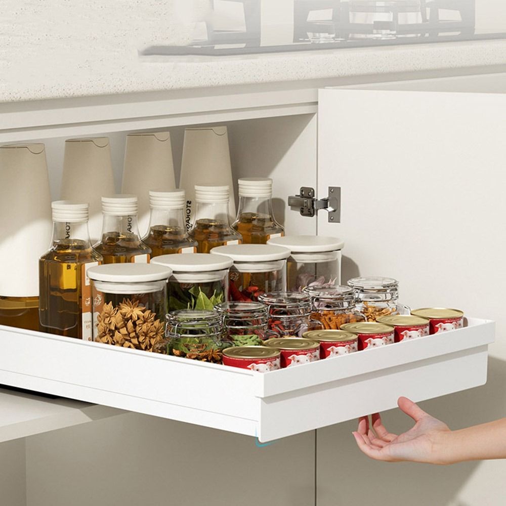 引き出し式キッチン収納ラック 大容量プラスチック製スパイスボ - Drawer Slide Pair のレビューと価格