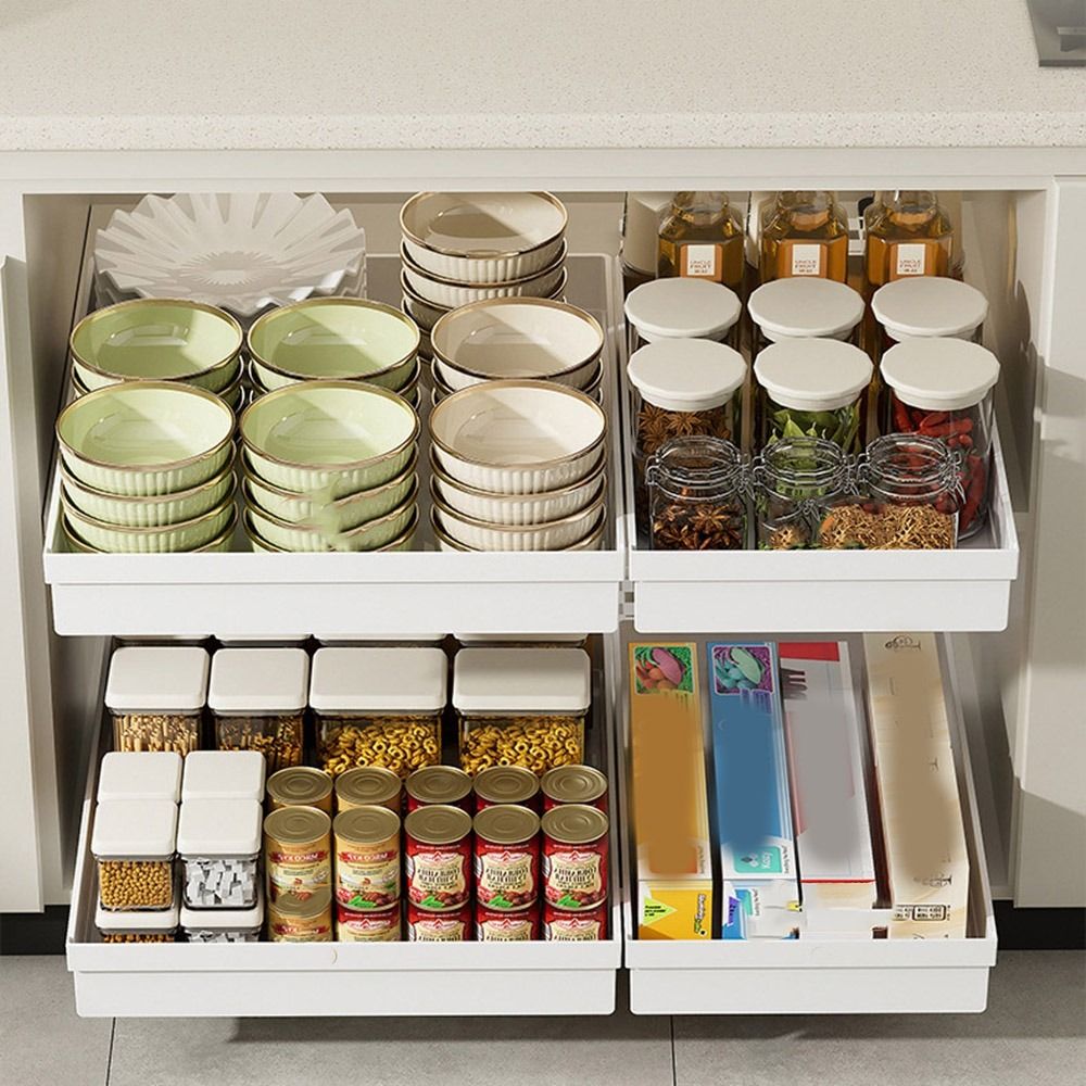 引き出し式キッチン収納ラック 大容量プラスチック製スパイスボ - Drawer Slide Pair のレビューと価格