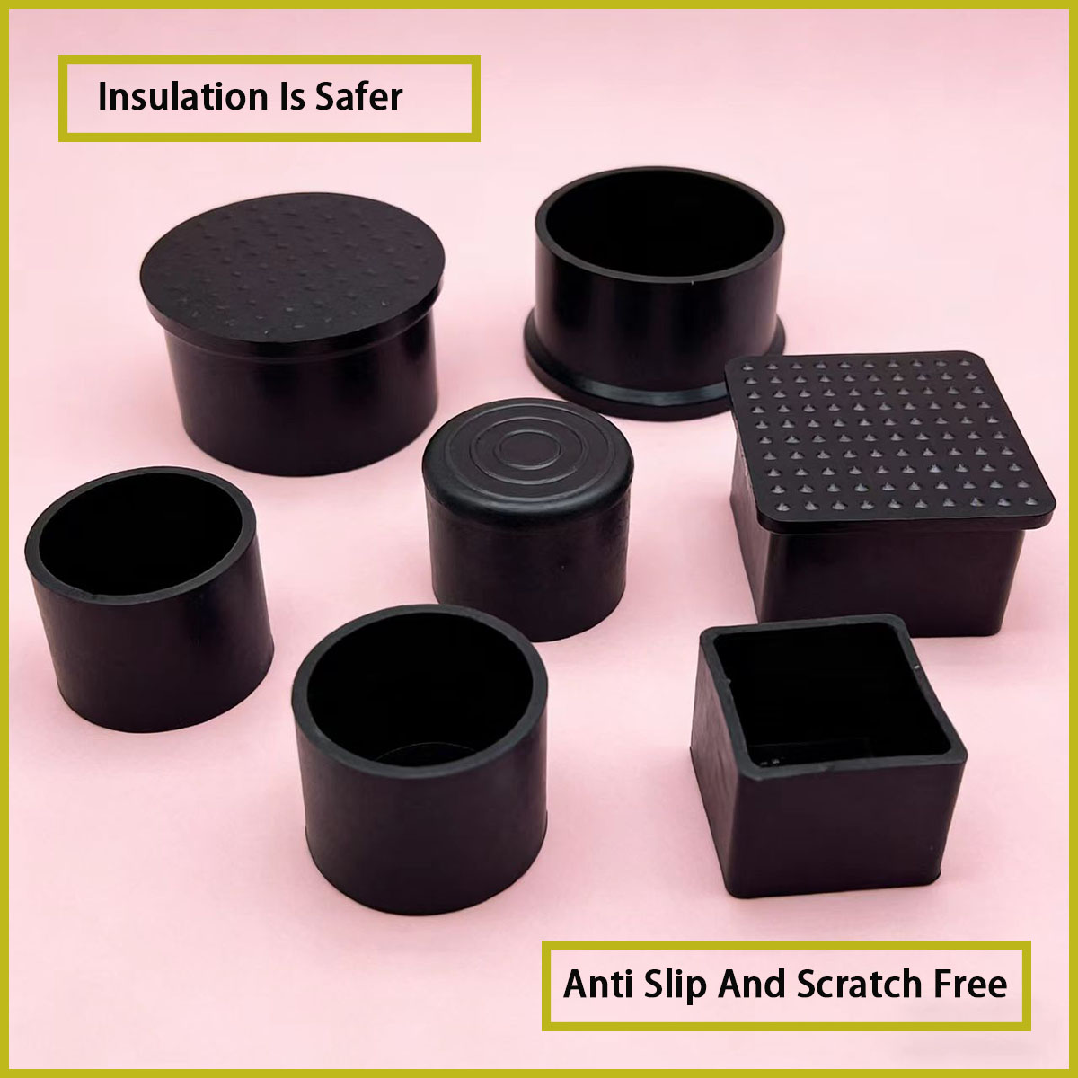 正方形/円形の黒色PVC軟質ゴム製保護カバーは、家具の脚、金 - Used Furniture Hardware のレビューと価格