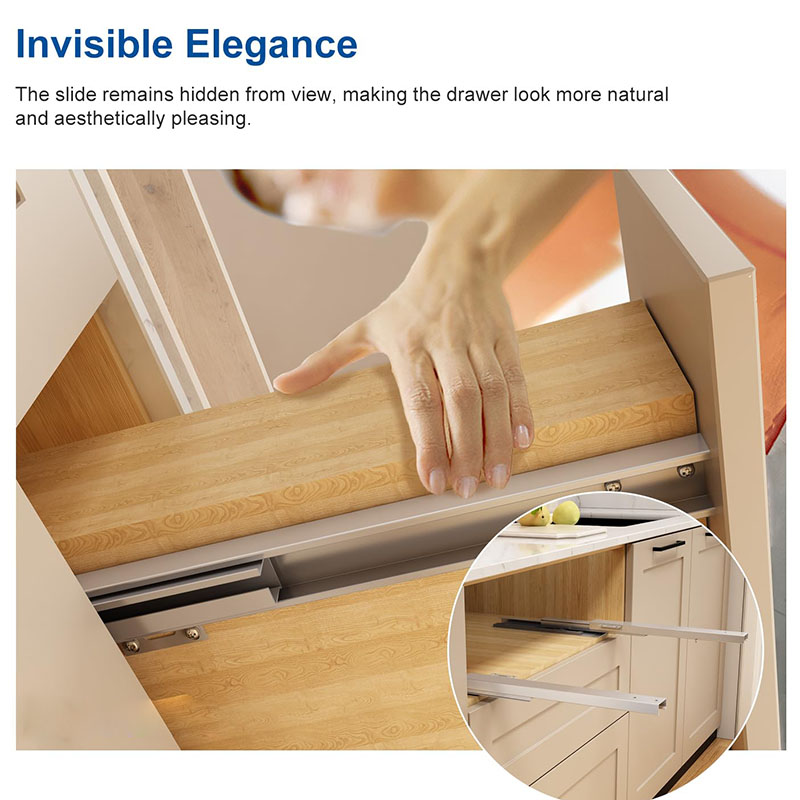 プッシュオープン式 1ペア アンダーマウント ドロワースライ - Drawer Slide Pair のレビューと価格