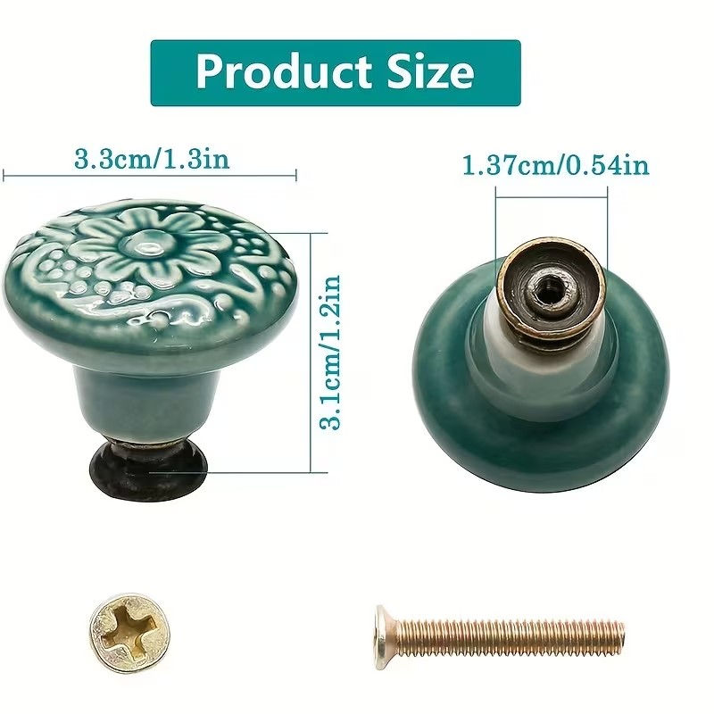 12個のセラミック製キャビネットノブ、花柄デザイン、耐久性の - Furniture Hardware Handles のレビューと価格