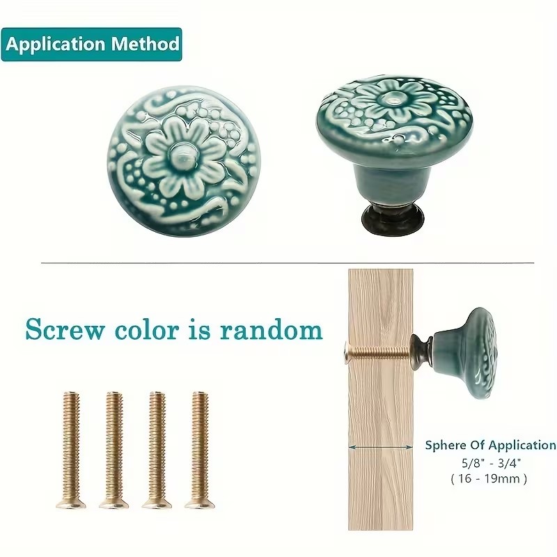 12個のセラミック製キャビネットノブ、花柄デザイン、耐久性の - Furniture Hardware Handles のレビューと価格