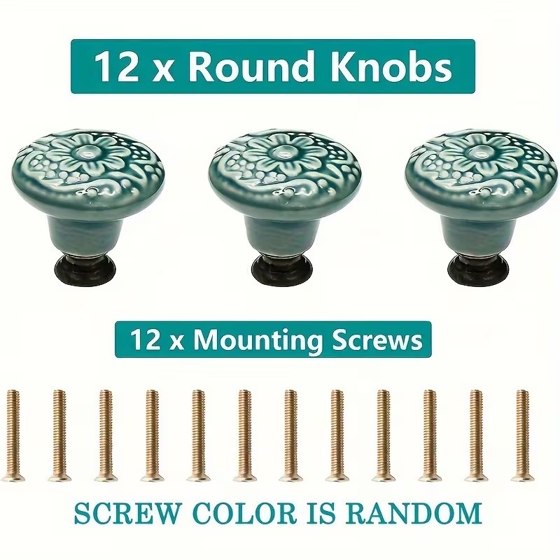 12個のセラミック製キャビネットノブ、花柄デザイン、耐久性の - Furniture Hardware Handles のレビューと価格