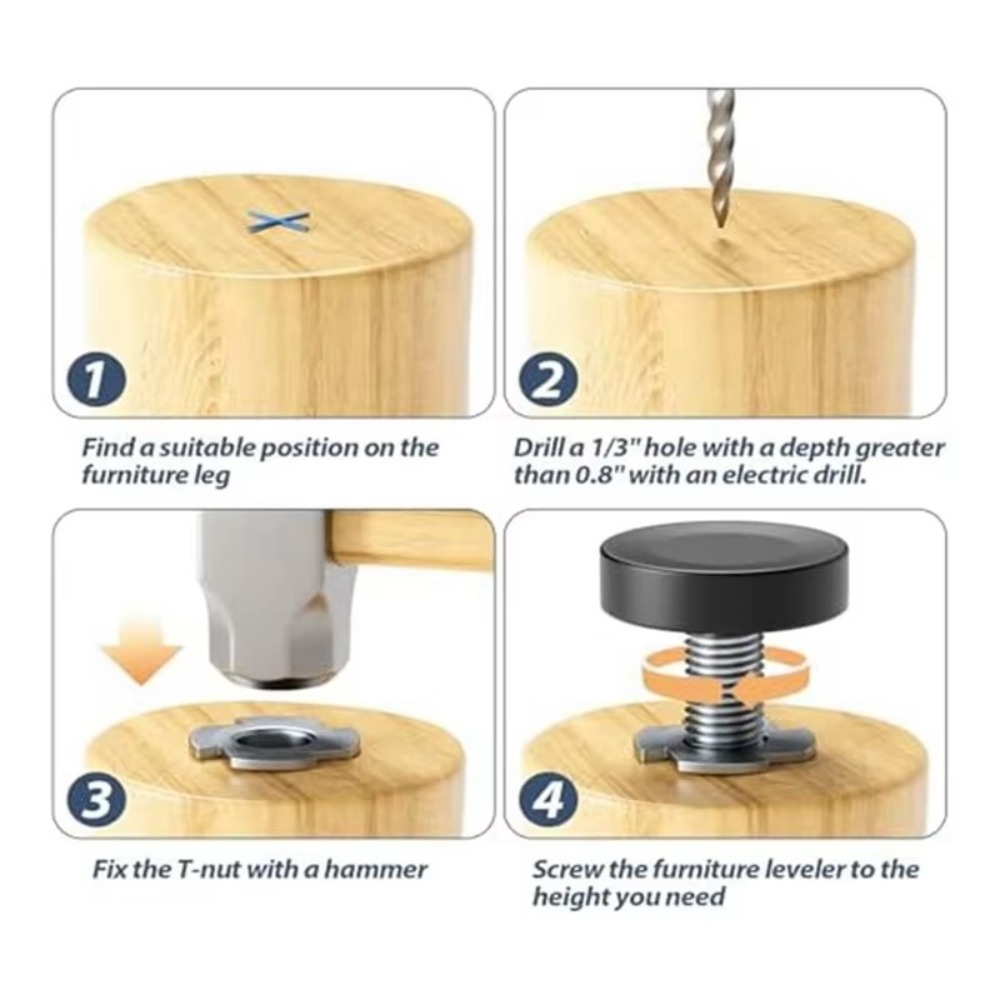 8 個の新しい調整可能な家具レベリングフィート家具レベラーテ - Furniture Leveling Hardware のレビューと価格