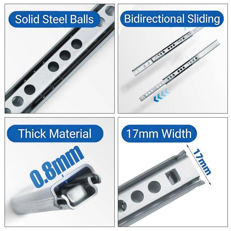 2セットスムーズグライドベアリング引き出しスライド17mm幅 - Drawer Slide Pair のレビューと価格