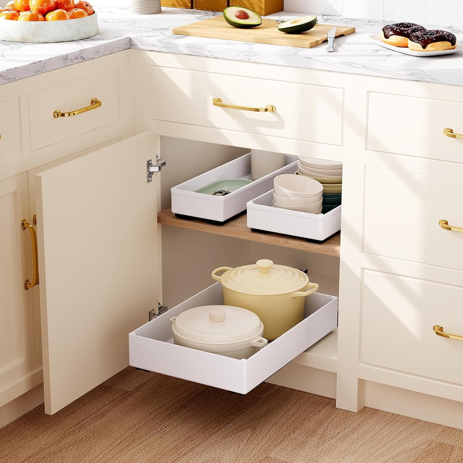 1～2個 キッチンオーガナイザー 引き出し式キャビネット収納 - Drawer Slide Pair のレビューと価格