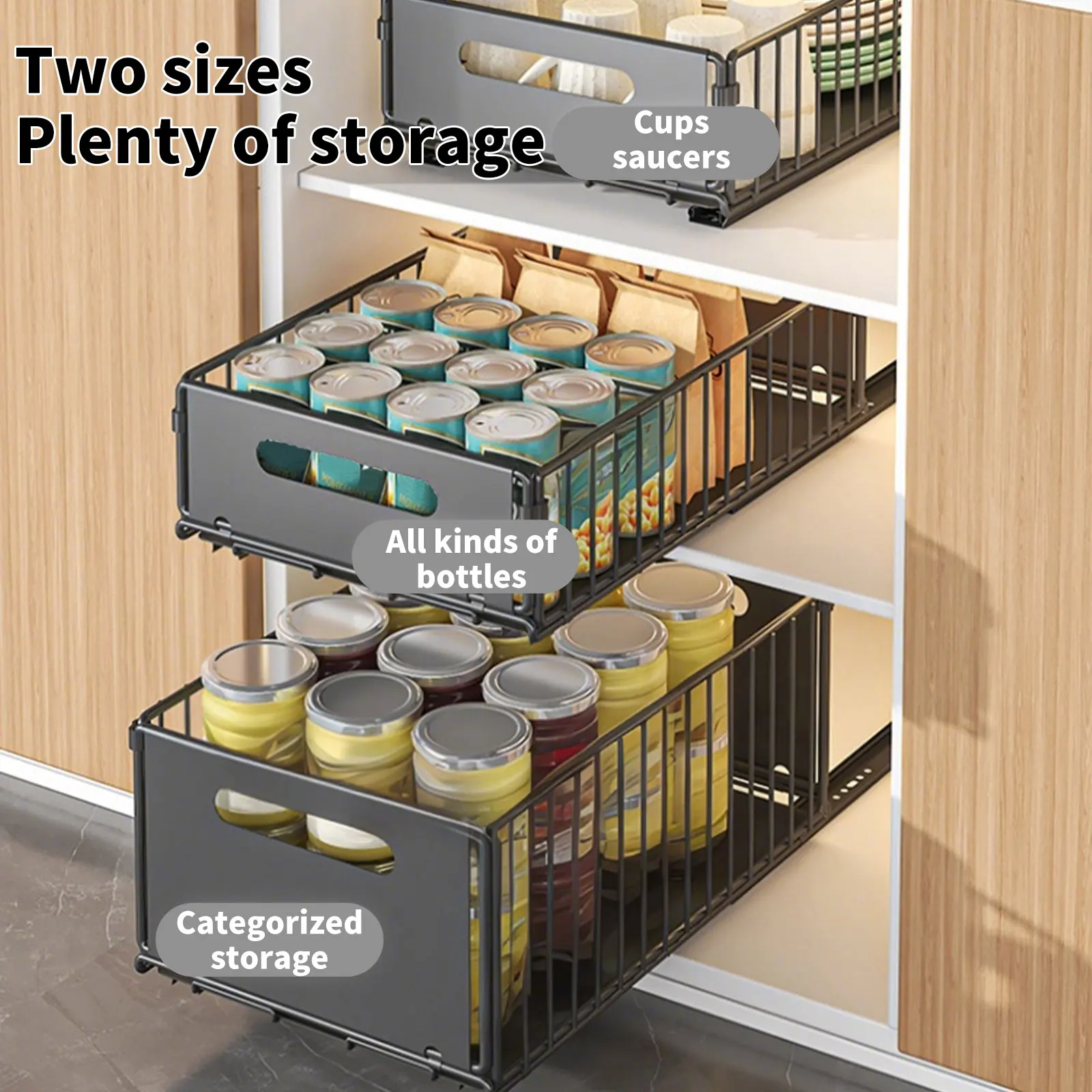 スライドレール付き引き出し式キッチン収納ラック、キャビネット - Drawer Slide Pair のレビューと価格